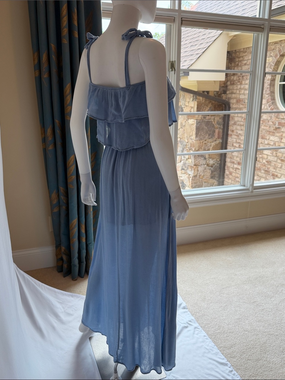 Style Rack Light Blue Ruffle Tie-Shoulder Maxi Dress - Picture 6 of 12